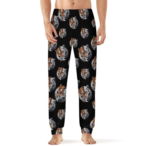 Yin and Yang Tiger Head Men's Pajama Pants Soft Sleep Bottoms Loungewear Jogger Lounge Pants