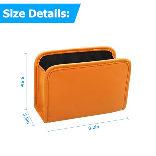 Image of Osilly Car Trash Can, Leather Foldable Vehicle Garbage Organizer Holder, Multi-Function Automotive Interior Dustbin Storage Hanging Container Accessories, Universal for SUV, Sedan, Truck (Orange)