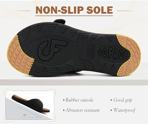 Image of COFACE Womens Dressy Orthotic Slides Lightweight Yoga Mat Thick Cushion Recovery Walking Sandals Adjustable Slip On Slippers with Comfortable Plantar Fasciitis Arch Support