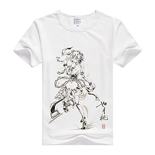 GRHOSE Kagerou Project Shirt MOMO Shirt Fashion Tees Short Sleeve Modal Shirt Anime Shirts Summer Anime T-Shirt Athletic Shirt Modal Tee Shirt Top (White,L)