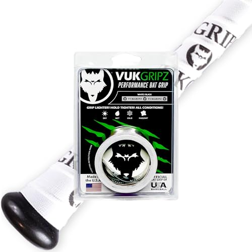 VukGripz Legacy White Baseball Bat Grip Tape - Non-Sticky, Friction-Based, Moisture-Wicking Softball Bat Tape Grip, Non-Slip, Reusable, Boosts Speed & Control, Durable Grippy Wrap, Made in USA