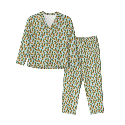 Pyjama manches longues femme ananas : la douceur d'une nuit sereine en deux pièces