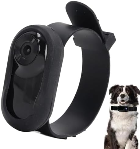 1080P Dog Collar Camera, Lightweight Pet Collar Cam with 0.96 inch LCD Display, 90° Wide Angle, Mini Pet Camera Cats (Black)