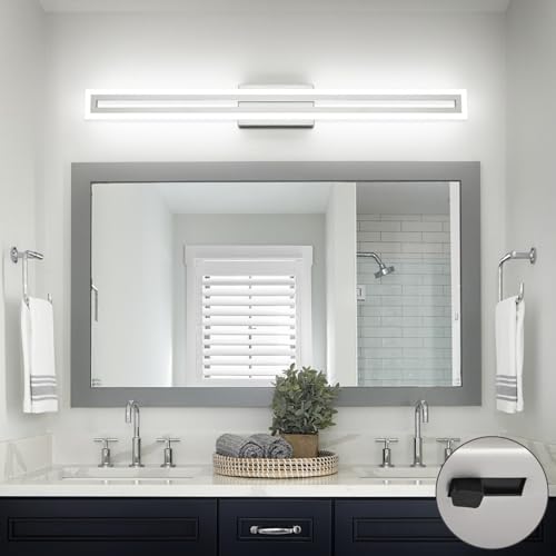 Image of SOLFART Bathroom Lighting Fixtures Brushed Nickel Led Modern Vanity Light 40 Inch 5 Color Adjustable 5CCT