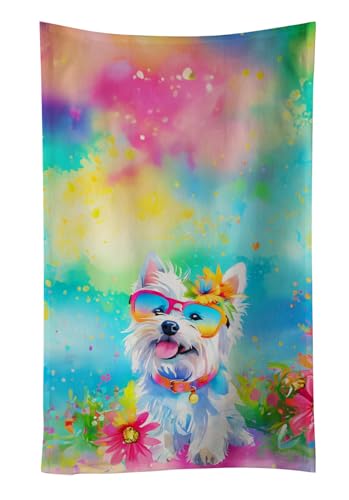 Caroline's Treasures DAC2572KTWL Westie Hippie Dawg Kitchen Towel Dish Cloths Guest Hand Towel Decorative Bathroom Towel for Face,Tea, Dishcloth, Kitchen and Bath