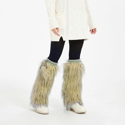 Image of Fur Leg Warmers Furry Faux Fur Winter Leggings Boot Cuffs Toppers for Women