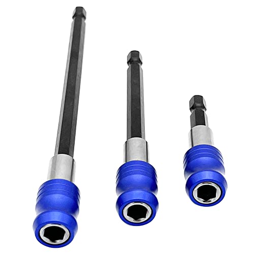 Saipe 3Pcs Quick Release Screwdriver Bits Holder Adapter 1/4 Inch Hex Shank Magnetic Extension Bar Quick Change Socket Screw Driver Drill Bit For Electric Screwdrivers Hand-Held Driver And Power Drill #TOP6