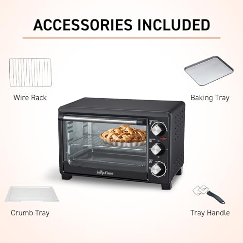 Image of Surya Flame Oven Toaster Griller With ISI Marked (OTG) - 21 litres, Black, Auto-Shut Off, Heat-Resistant Tempered Glass, Multi-Stage Heat Selection | Bake, Grill, Roast | Easy clean