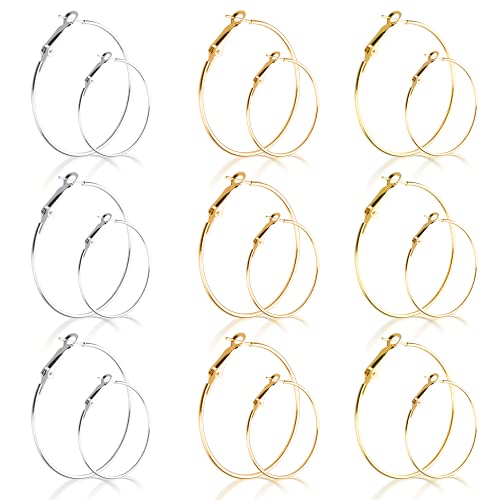72PCS Earring Hoop Jewelry Making,URSMART Beading Hoop Earrings Finding Open Round Earring Hoops DIY Craft Supplies (30MM/40MM)