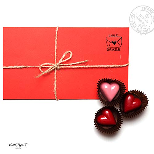 Motivstempel „Kleiner Liebesbrief“ In Briefmarken-Optik – Handgefertigter Textstempel Für Karten, Einladungen & Scrapbooking, Ca. 22x16 Mm