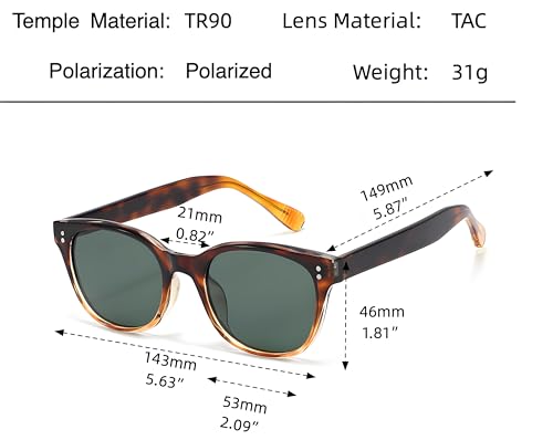 Polarized Oval Sunglasses for Men Women Black Tortoiseshell frame Retro Driving Glasses UV Protection4