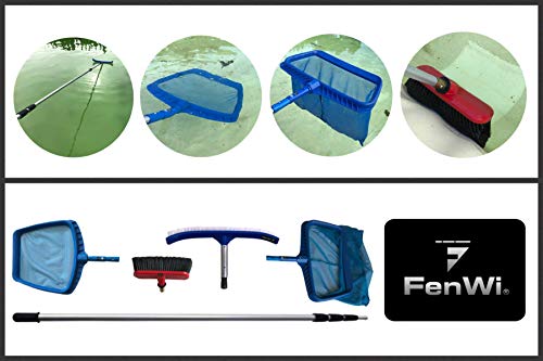 FenWi 6m Komplett Set zur Pool und Teich Reinigung und Pflege / 2X Kescher und 2X Bürste/Teleskopstange mit… – Bild 7