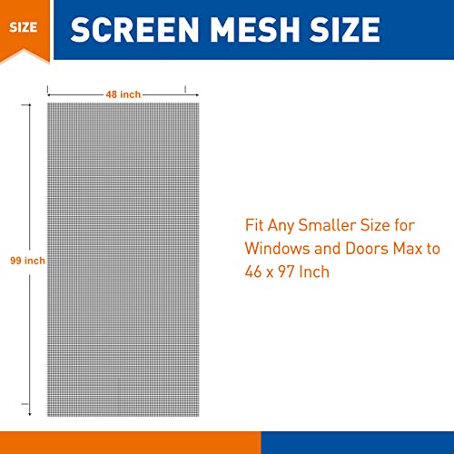 Magzo Screen Door Replacement Mesh,48"W X 99"L Window Screen Mesh Adjustable Screen For French Patio Entry Porch Sliding Door Screen Mesh Curtain Net Black #TOP1