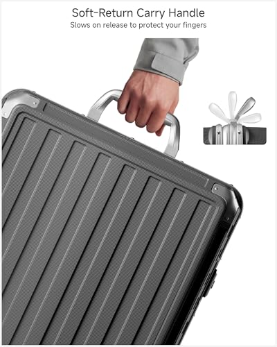 Image of LUGGEX 2-Piece 28 Inch Zipperless Luggage, Charcoal Metallic | Checked Suitcase, 100% PC Hard Shell, 8010S Aluminum Frame, 8 Spinner Wheels, TSA Lock, ZX-Core