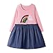 Produktbild Fenverk Mädchen Kleider Streifen Langarm Baumwolle Herbst Winter T-Shirt Kleid Herbst Kleider Freizeitkleid Bunt Print Stickerei Wendepailletten Kleidung Gr. 80-128(B Rosa,3-4 Jahre)