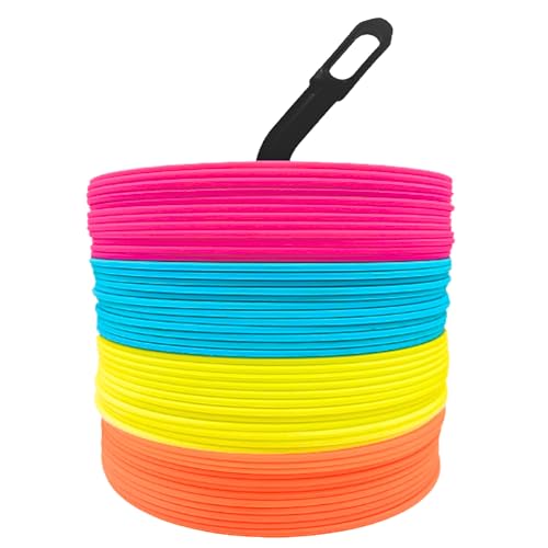 LEZER Flat Cones, 6” Spot Marker, Field Marker, Agility Marker, Soccer, Basketball, Football, Sports Agility Training, Set of 48, SGS Verified, Made in Taiwan