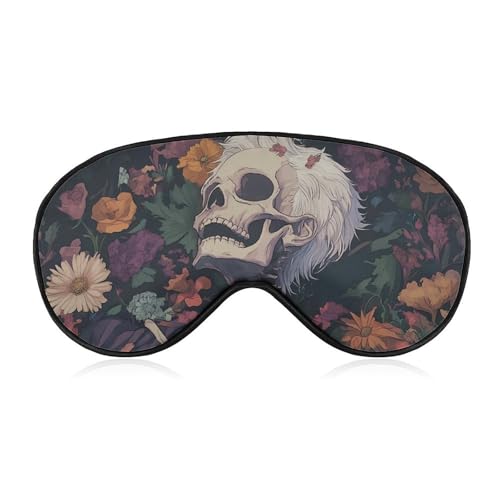 Skeleton Skull in Flowers Sleep Mask Eye Shade Cover Adjustable Strap for Travel Lunch Break Women Men