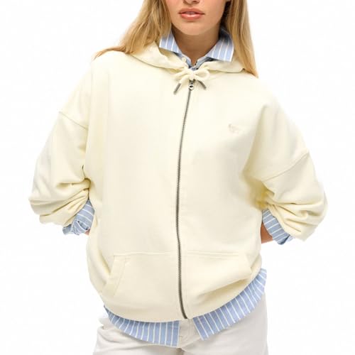 Image of Superdry, Sweats Studios Zip Hoodie, W2012350A, Off White, 14, Woman, Child