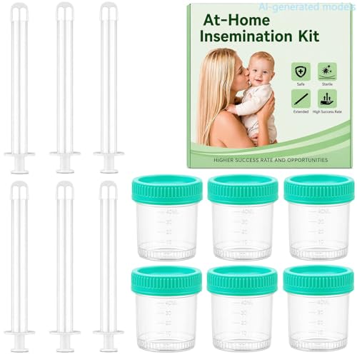 At Home Insemination Kit (6 Pack) - Extended Disposable Sterile Syringes + Cups,No...