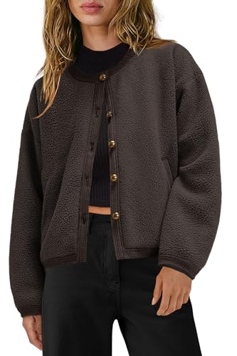 Image of Yanekop Womens Sherpa Jacket Button Down Fleece Winter Coat Fuzzy Jackets Chunky Cardigan Sweaters Open Knit Sweater