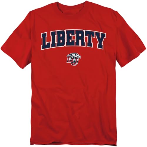 Liberty University Arch Logo Secondary Adult T Shirt, Red, 2XL