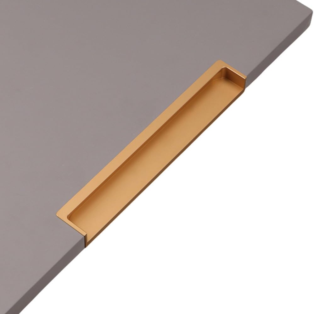 Mkauyycb Golden 200 Mm Recessed Handles, Concealed Handles, 1Pcs Shoe Cabinet Dark Embedded Buckle Hand Invisible(Golden 200 Mm)