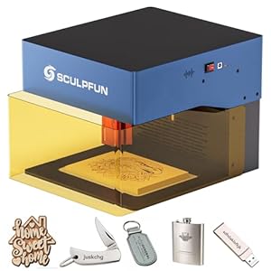 SCULPFUN iCube Pro Max Lasergraveermachine, 10 W, mini-lasersnijder met filter, app-gravure, graveersnelheid 10.000 mm/min, temperatuuralarm, 0,08 mm laserfocus, lasergraveermachine voor hout, metaal