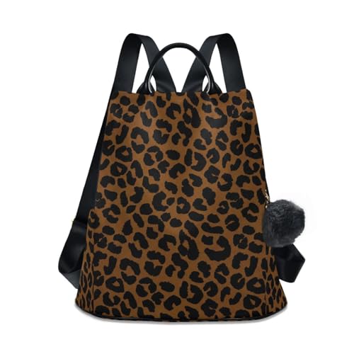 Mochila antirrobo de leopardo marrón para mujer que busca moda y seguridad