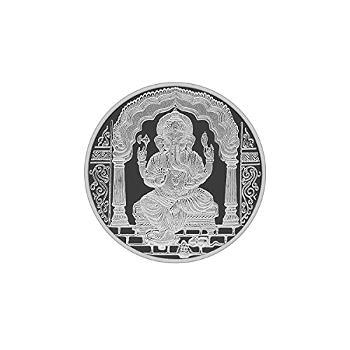 Image of MAA SILVER Pure Silver Ganpati Ganeshji BIS Hallmarked Round Coin Chandi Sikka Perfect for Gifting Investment Diwali Dhanteras (999 Purity)