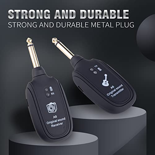 Bairutong Wireless Guitar System - Transmitter Receiver with Built-in Rechargeable Battery, 4 Channels for Electric Guitar, Bass, Violin