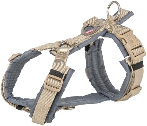 TRIXIE Premium Trekking Geschirr, S: 36–44 cm/15 mm, Sand/Grafit