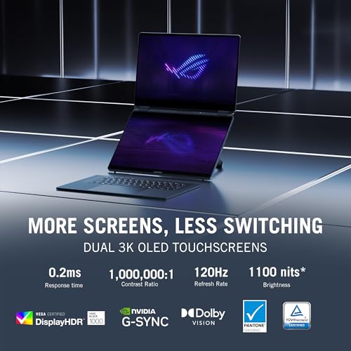 Image of ASUS ROG Zephyrus Duo 16 (2026),Intel Core Ultra 9 386H (Series 3),RTX 5090-24GB,64GB RAM,2TB SSD,3K OLED,16 inch(40 cm),120Hz,Win 11,M365 Basic(1Y),Office 24,Grey,2.8 Kg,GX651AX-SR099WS,Gaming Laptop