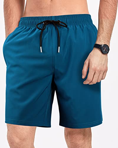 Agobuhe Mens Swim Trunks Swim Shorts With Compression Liner Quick Dry Swim Shorts With Mesh Lining Pockets (Medium, Blue) #TOP1
