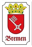 Blechschild 20x30cm gewölbt Bremen Wappen Stadtwappen Deko Geschenk Schild