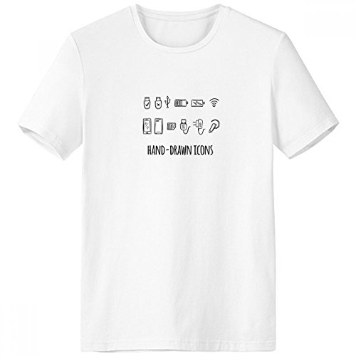 T-shirt ras du cou blanc avec motif câble de charge, le confort au quotidien pour le sport