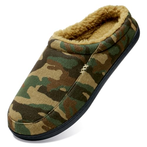 Image of NewDenBer Men's Warm Memory Foam Suede Plush Fleece Lined Slip on Indoor Outdoor Clog House Slippers