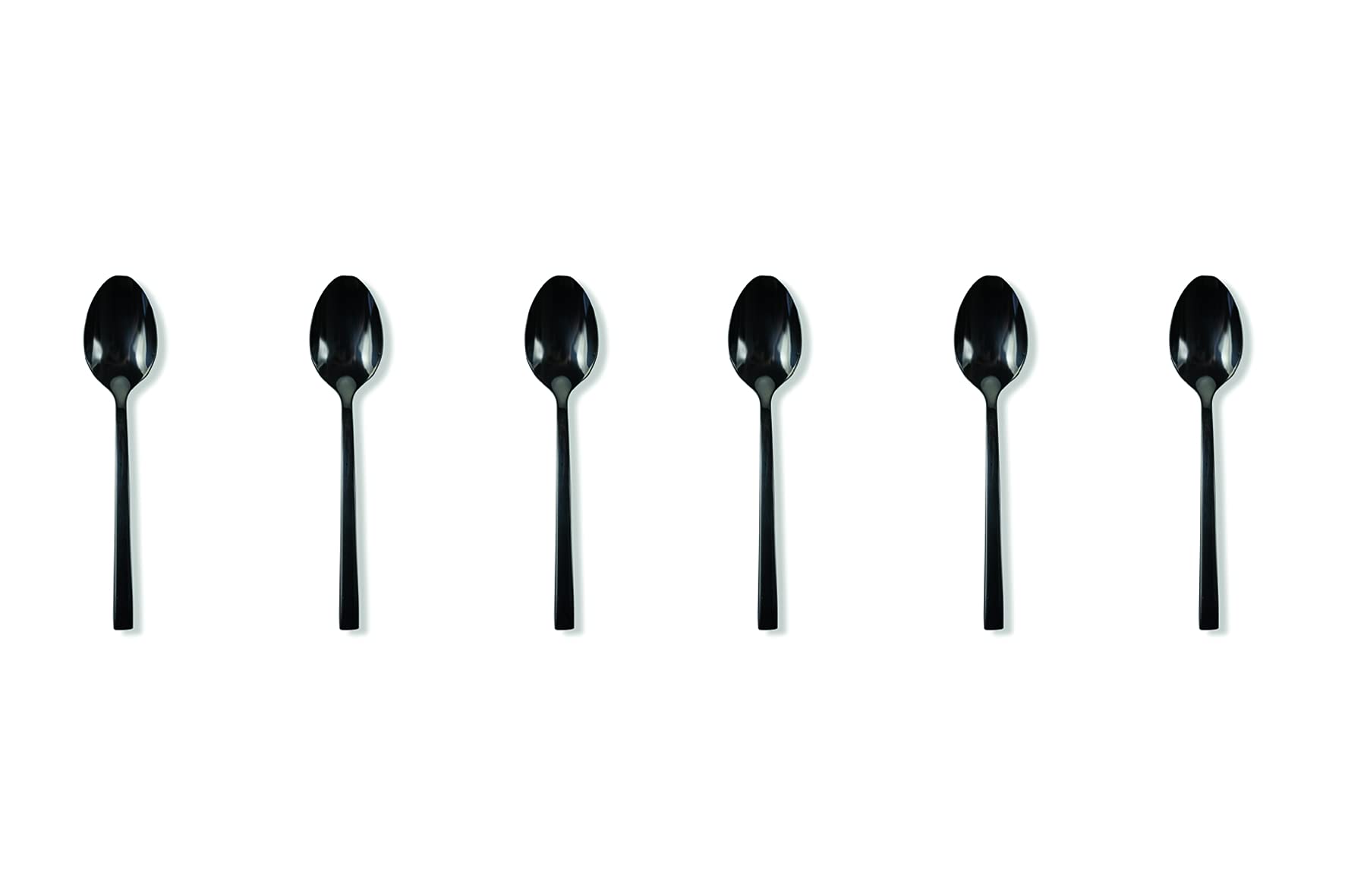 Set 6 Cucchiaini Da Caffè In Acciaio Lexington - Finitura Lucida Colore Nero - Design Moderno