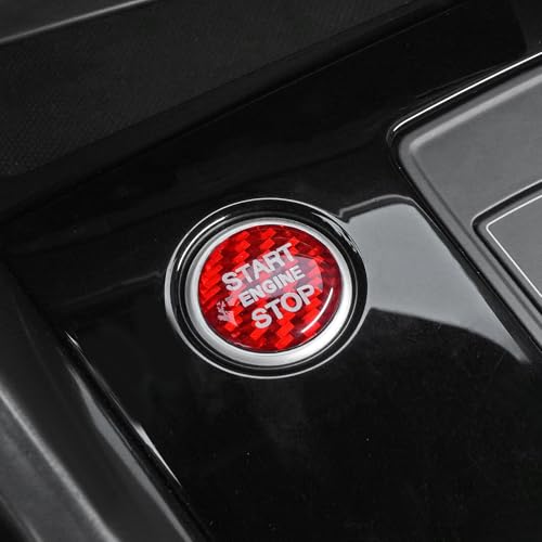 BETTERHUMZ Car Engine Start Stop Button Sticker Compatible with Audi A3 8Y S3 RS3 Sportback 2021-2025 Carbon Fiber Control Knob Trim Interior Tuning Accessories (Red)