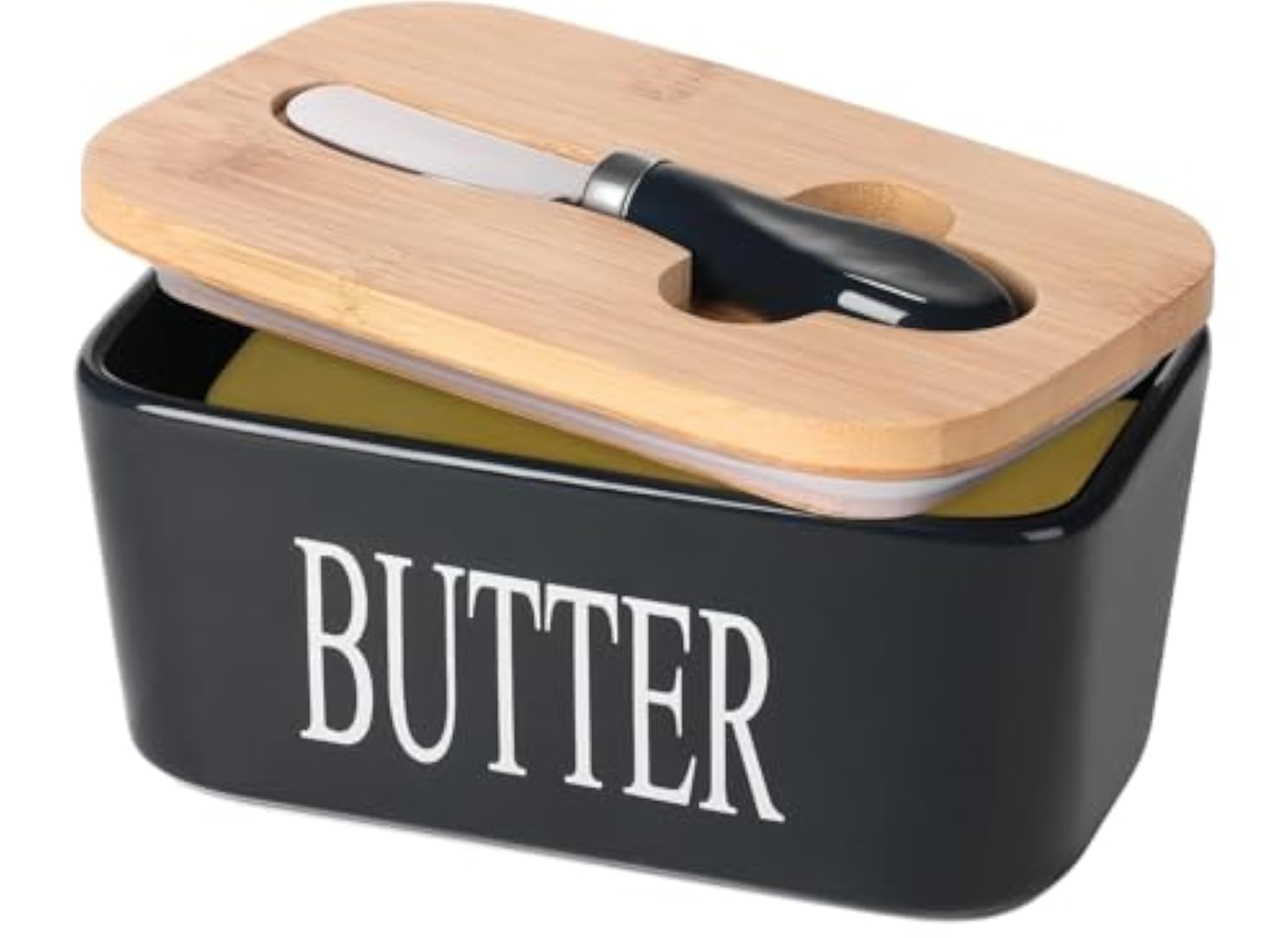 Porcelain Butter Dish with Bamboo Lid
