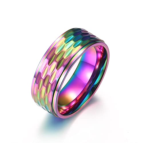 Wycian Ring Damen Personalisiert, Edelstahl Ring Männer Wabenmuster Farbe Größe 60 (19.1) Jubiläums Geschenk für Freund Freundin