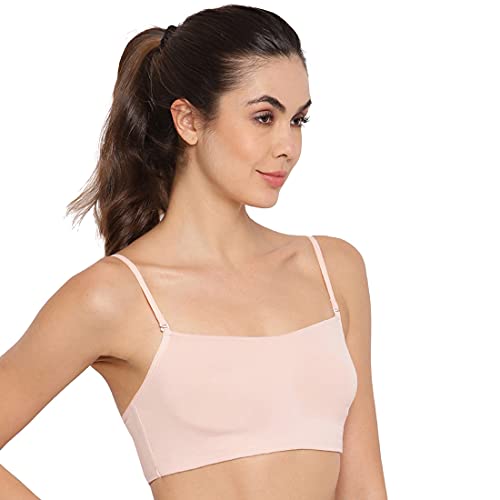 Image of Enamor Moulded Double Layer Front Women's Cotton Cami Bra - Detachable Slim Straps with Back Keyhole, Non Padded, Wirefree, High Coverage - A022 (Pack of 2)