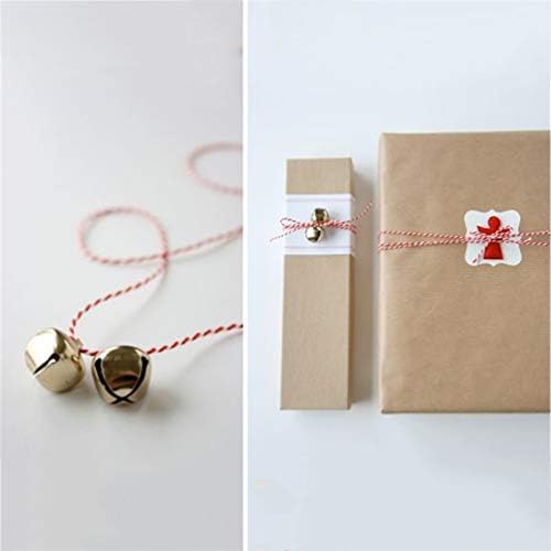 Toddmomy 50pcs Christmas Jingle Bells 20mm DIY Gold Hanging Bells DIY Xmas Bell Crafts Cross Bells with 20M Red Rope for Christmas Tree Holiday Jewelry Handicraft