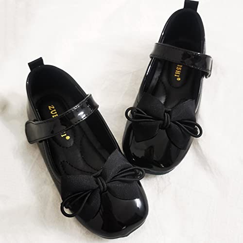 Children Pearl Leather Shoes Fashion Single Shoes with Soft Soles Black Small Leather Shoes Mary Jane Kids Shoes (Black, 5-5.5 Years Little Child)4