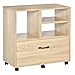 Vinsetto Mobile Multiuso per Ufficio in Legno, Mobile Porta Stampante con 5 Ruote, Cassetto e Ripiano Regolabile, 77x40x73cm, Legno