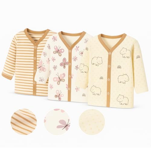 Image of EIO New Born Baby Clothes 0 | Soft Cotton Jablas for New Born | Front-Open Baby Tees for Boys & Girls Pack of 3 Newborn Clothing Set