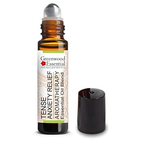 Greenwood Essential Tense Anxiety Relief - Aromatherapy Essential Oil Blend of Sandalwood, Lavender, Clary Sage, Roman Chamomile & Patchouli Essential Oils 10ml (0.33oz) Cover