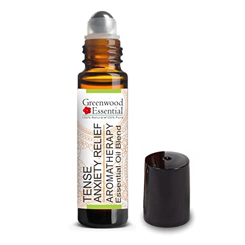 Image of Greenwood Essential Tense Anxiety Relief - Aromatherapy Essential Oil Blend of Sandalwood, Lavender, Clary Sage, Roman Chamomile & Patchouli Essential Oils 10ml