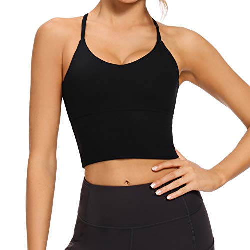VIBOJOY ロングライン ストラップ パッド入り スポーツブラ ワークアウト ランニング タ コレクションファッションデザイン