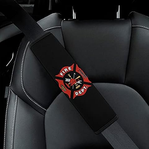 Bagea-Ka 2 Pack Car Seat Belt Pad Cover Firefighter Fire DEPT. Logo Rescue Pattern for Adults Kids, Universal Soft Safety Belt Shoulder Strap Cushion Protector for Backpack Bag Straps Cover Cover