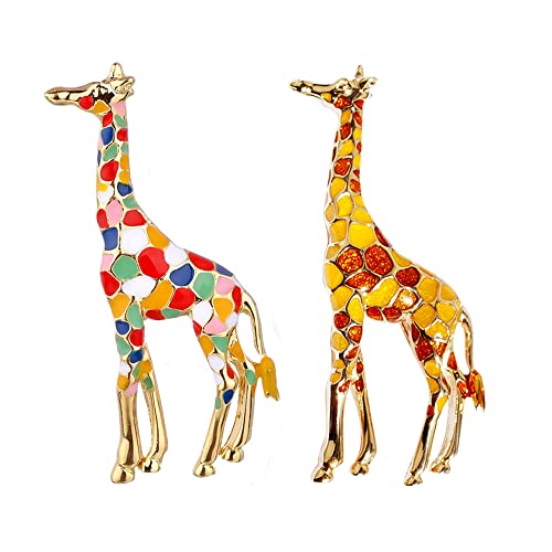 Image of Acxico 2Pcs Giraffe Brooches for Women Cute Animal Brooch Pin Fashion Jewelry Gift for Kids Exquisite Brooch